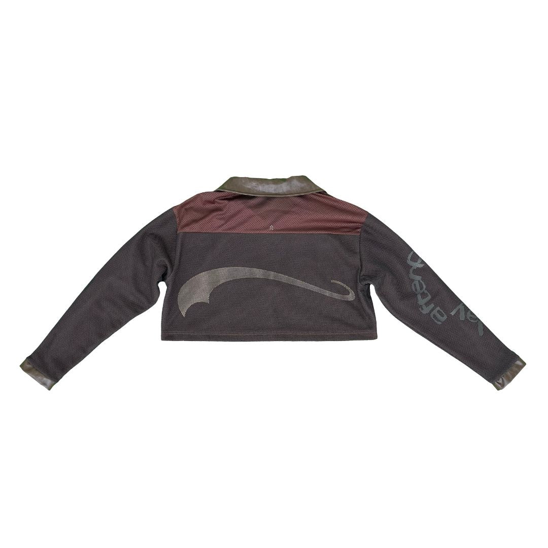 Double Layer Mesh Jersey Cropped LS - Brown