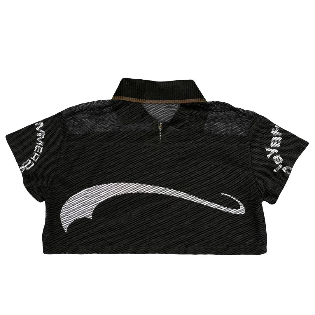 Double Layer Mesh Jersey Cropped - Black