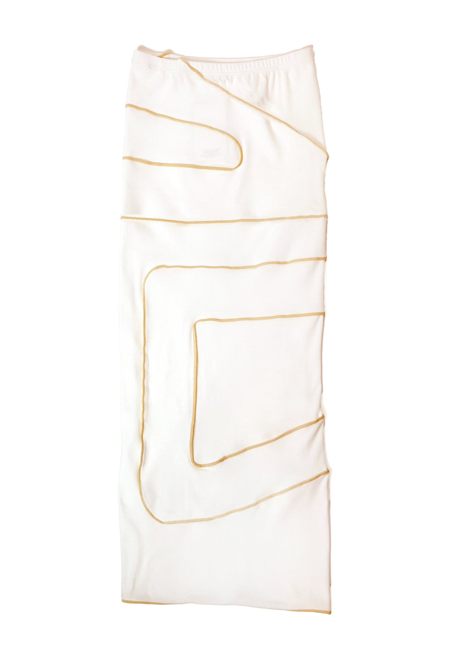 Pieced Rib Maxi Skirt - White