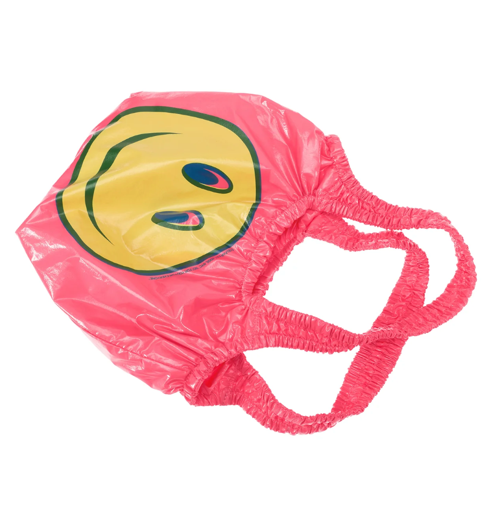 Medium Smiley Face Plastic Bag - Pink Haze