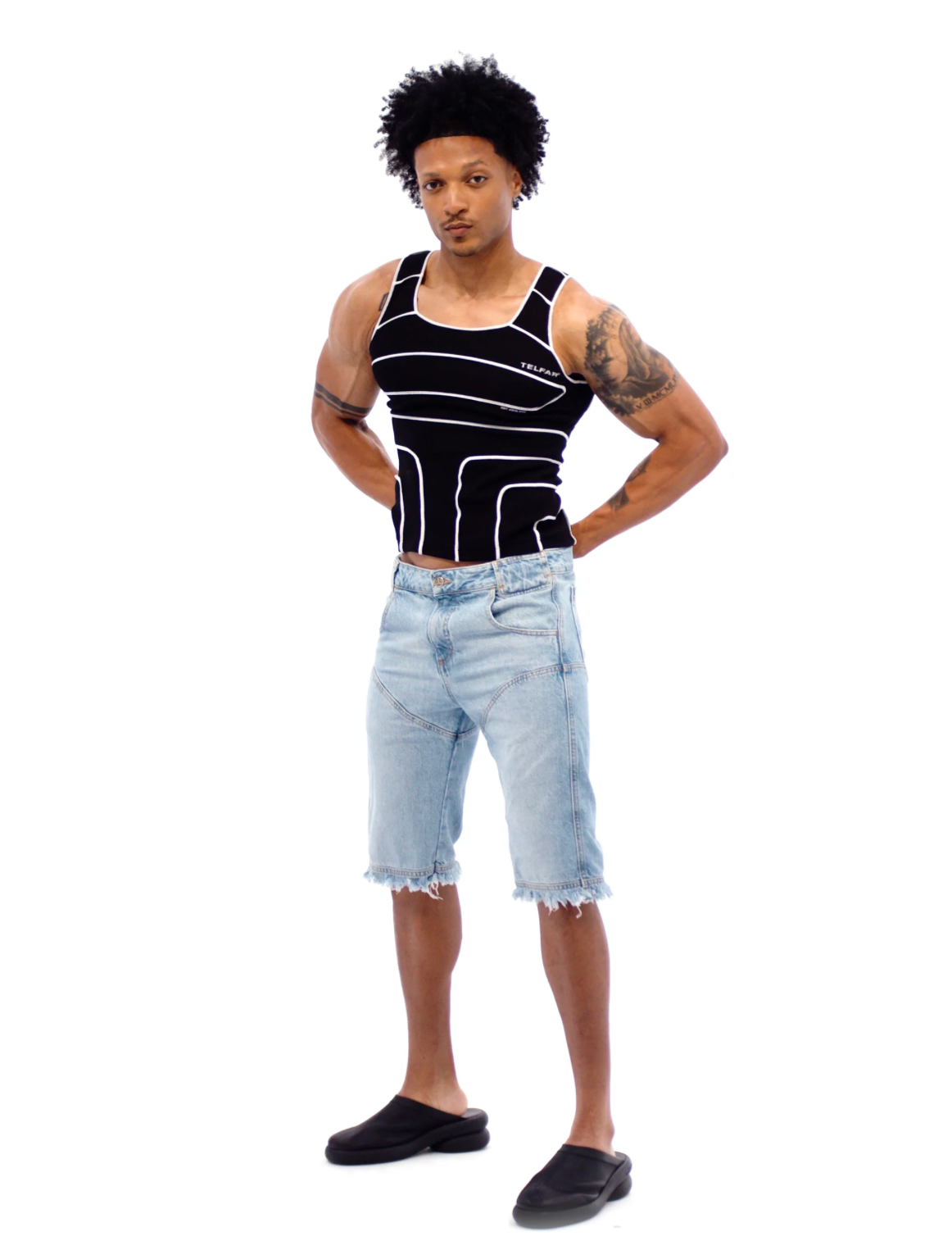 Pieced Rib Tank - Black