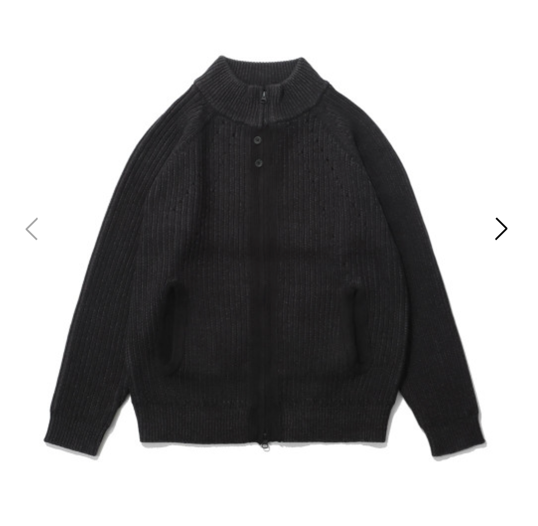 Button Zip-Up Knit - Black