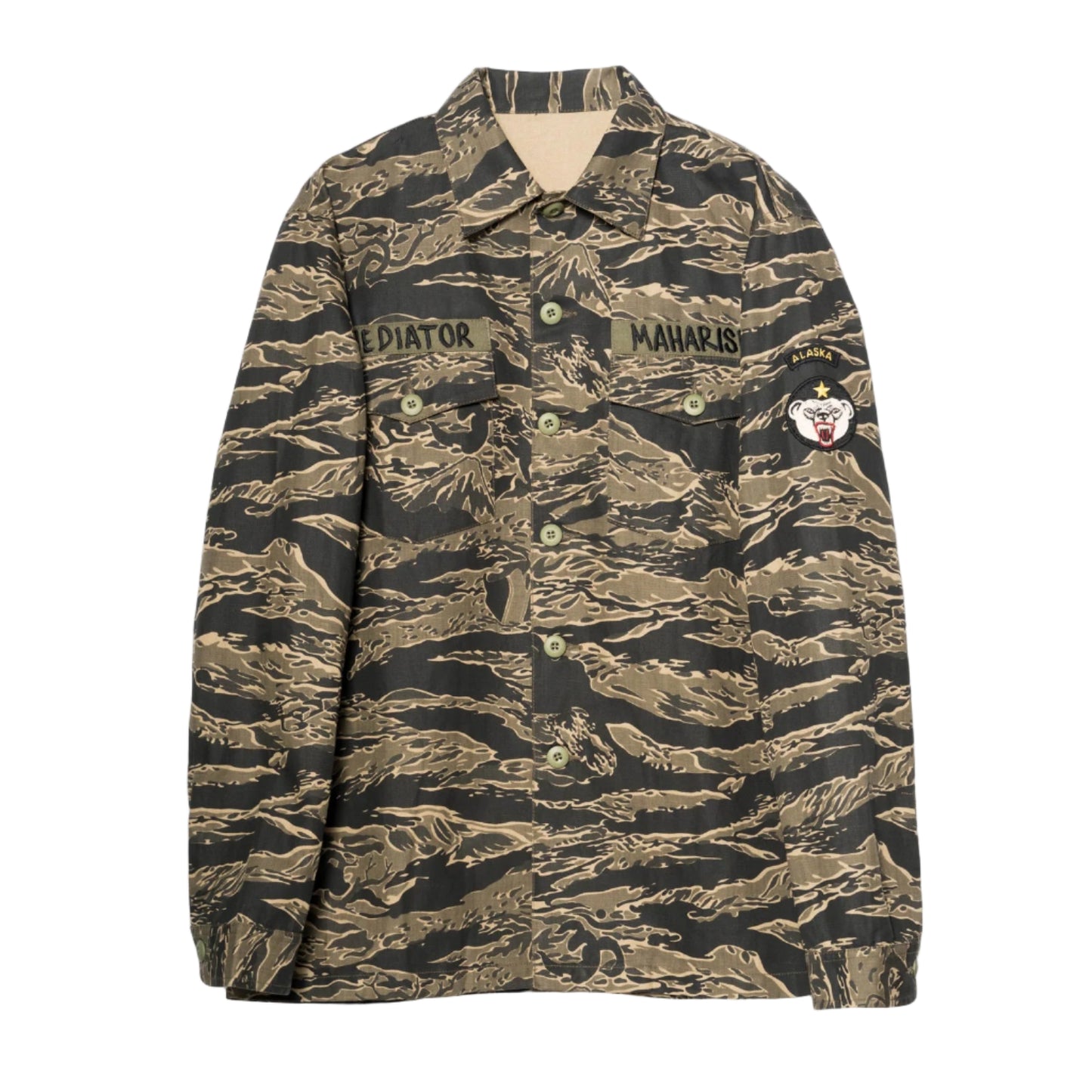7147 Bonsai Tigerstripe L/S Utility Shirt - Mint Gold