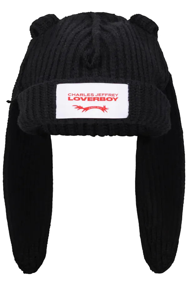 Chunky Rabbit Beanie - Black