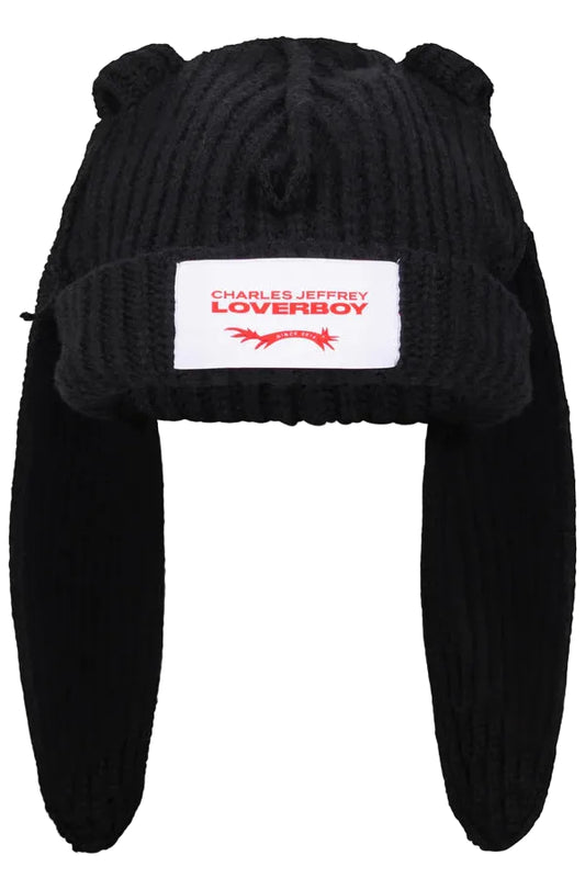Chunky Rabbit Beanie - Black