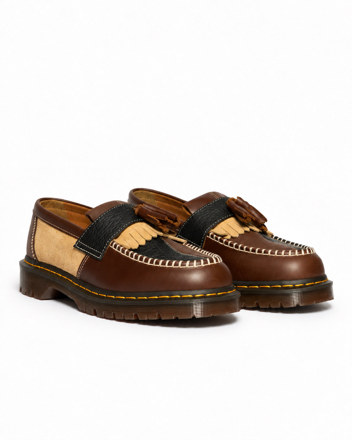 Adrian Patchwork Loafers - Butterscotch/Dark Brown