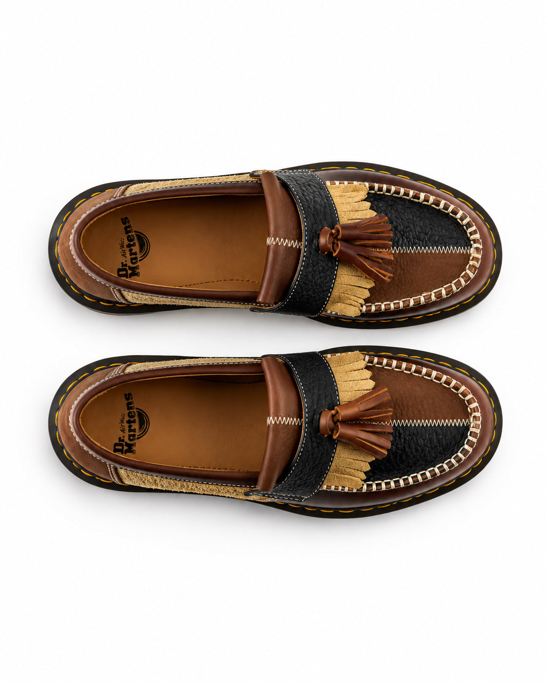 Adrian Patchwork Loafers - Butterscotch/Dark Brown