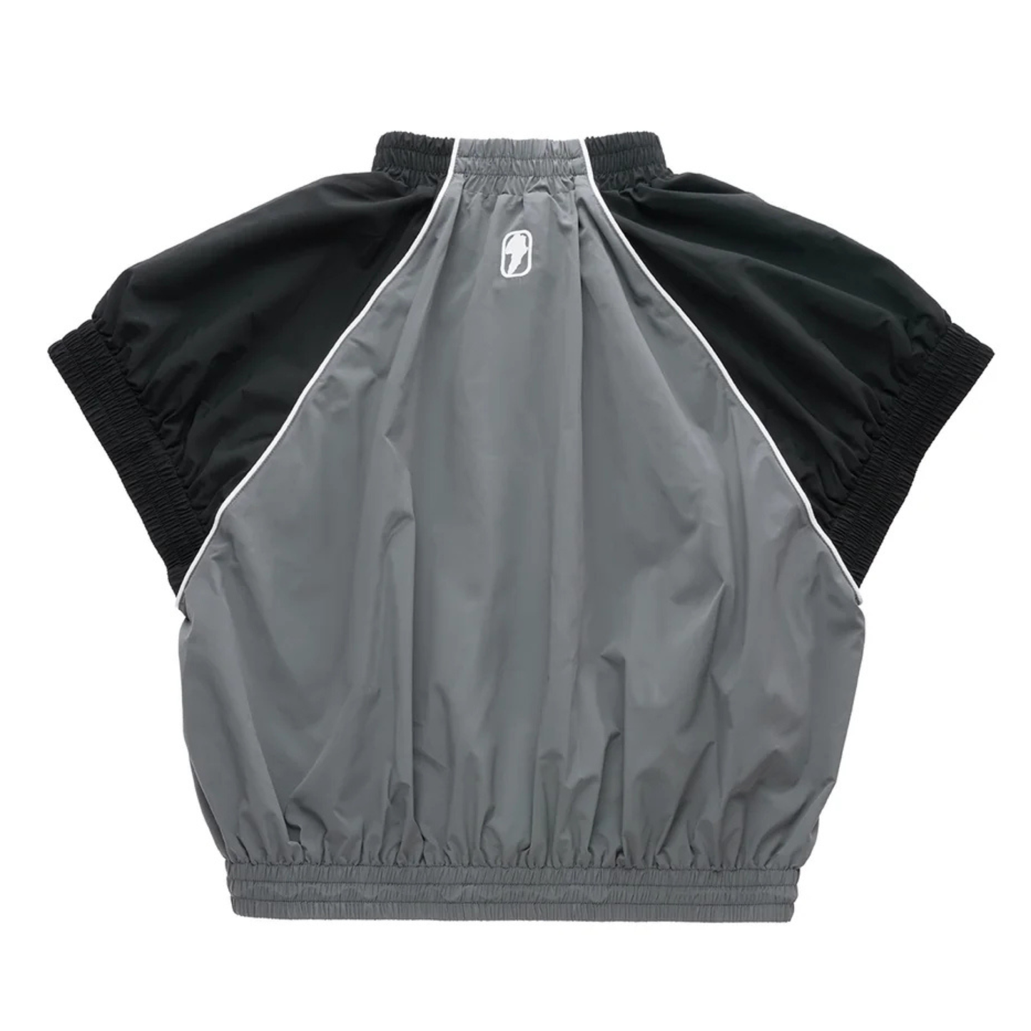 Cropped Upside Down Windbreaker Jacket - Black/Grey