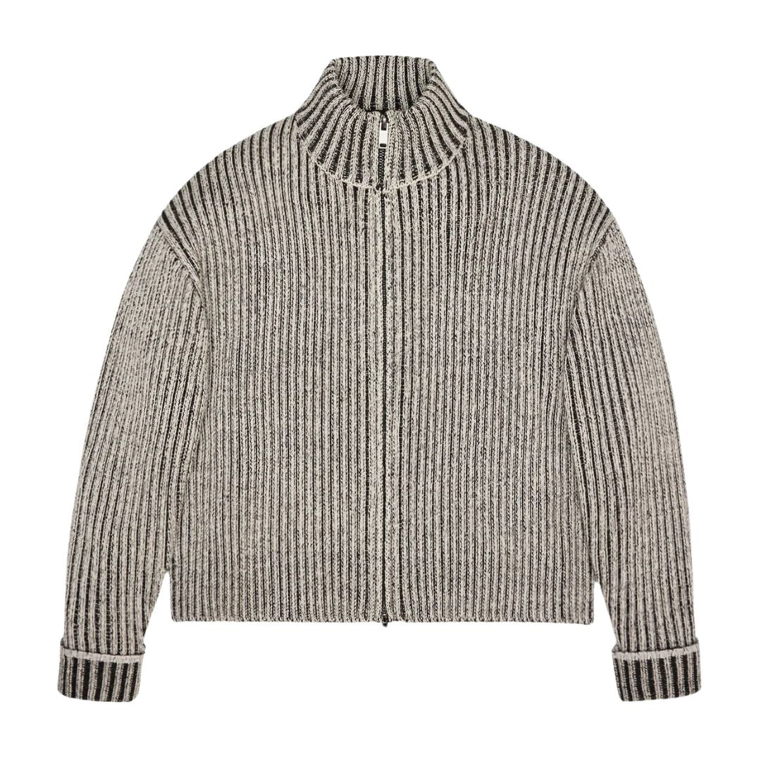 Sapa Knit W Zip Cardigan Vintage - White/Black
