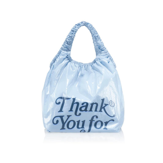 Medium Thank You Plastic Bag - Baby Blue
