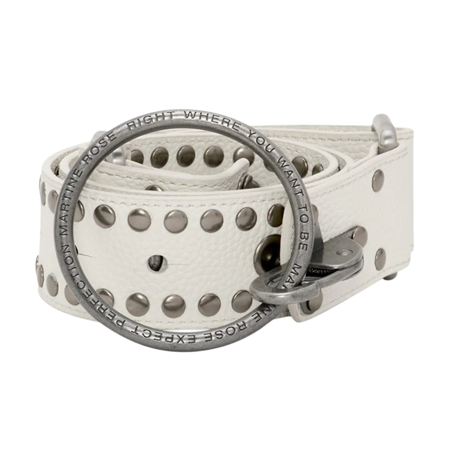 Studded O Ring Belt - Wide - White/Ivory White