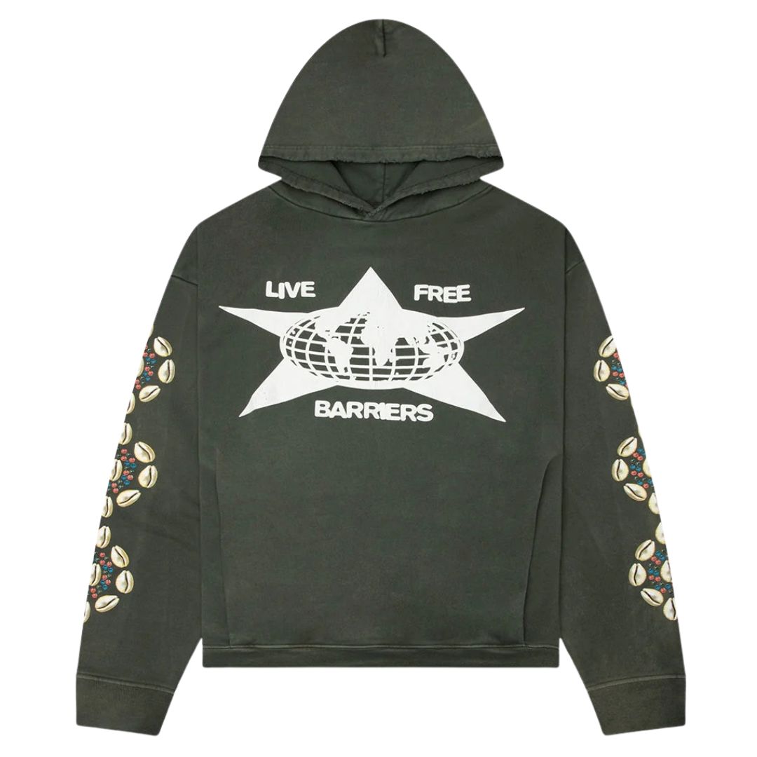 Cowrie Shell Hidden Pocket Hoodie - Vintage Green