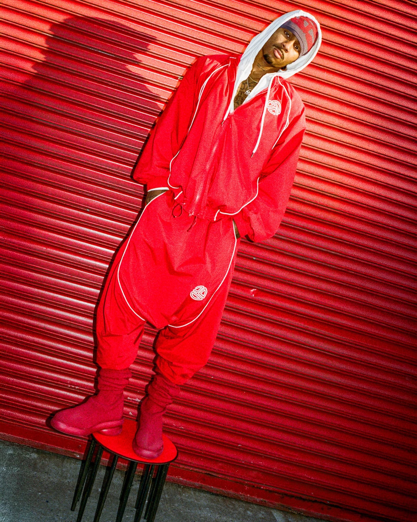 Upside Down Windbreaker Jacket - Red