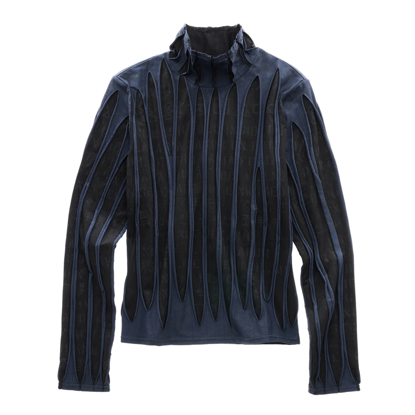 Woodgrain Long Sleeve Turtle Neck - Black