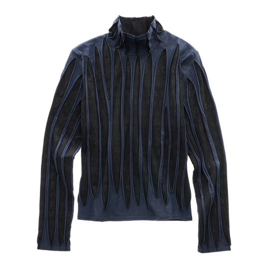Woodgrain Long Sleeve Turtle Neck - Black