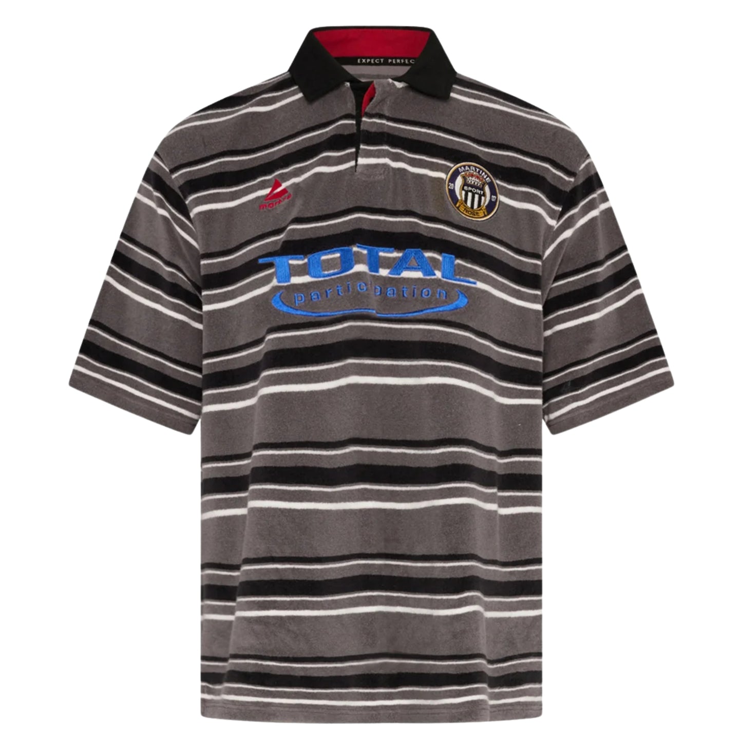 Oversized S/S Polo - Grey/Black/Stripe