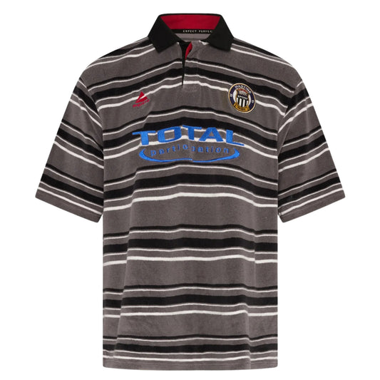 Oversized S/S Polo - Grey/Black/Stripe