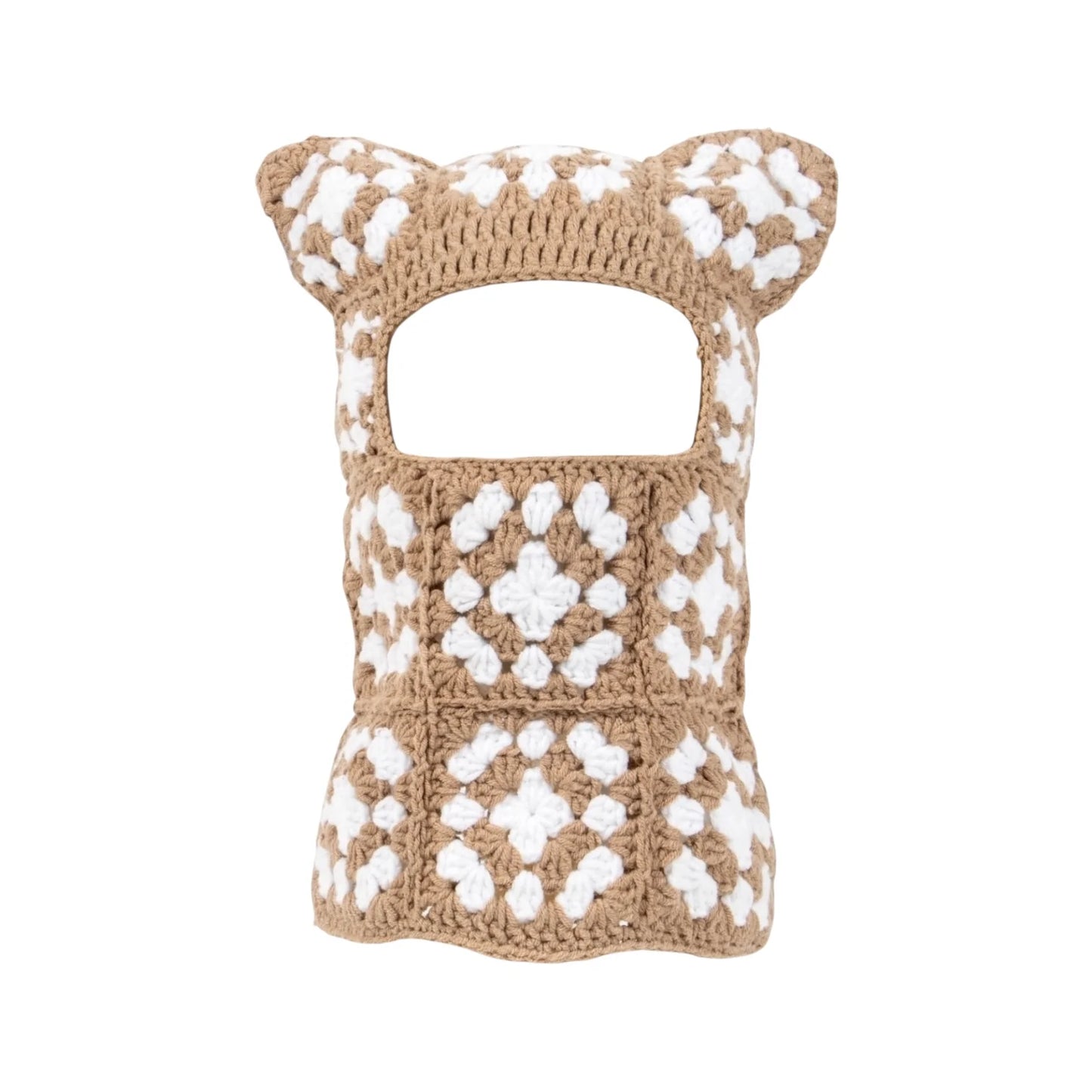 Crochet Cat Mask - Cookie Butter