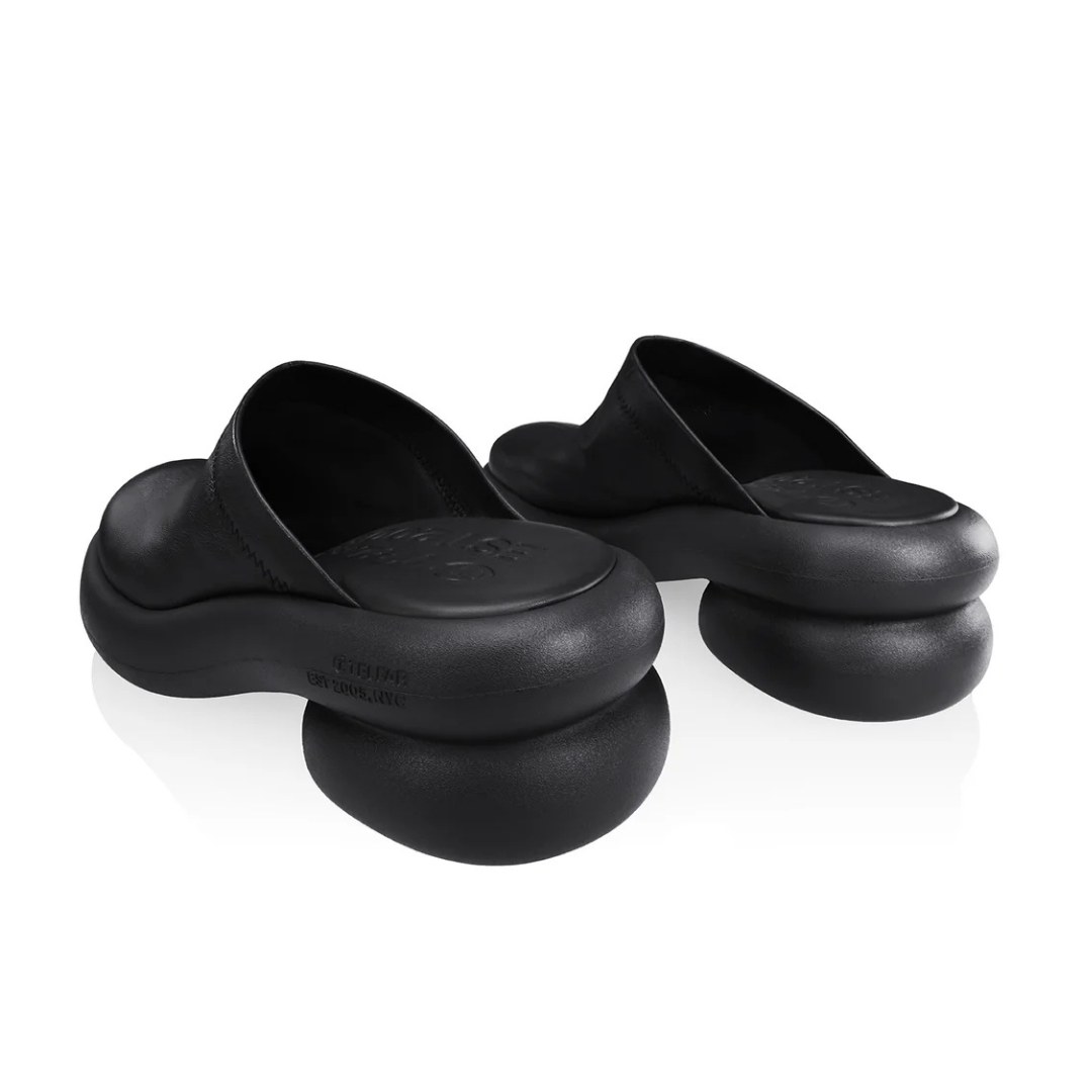 Stretch Leather Modular Mule - Black