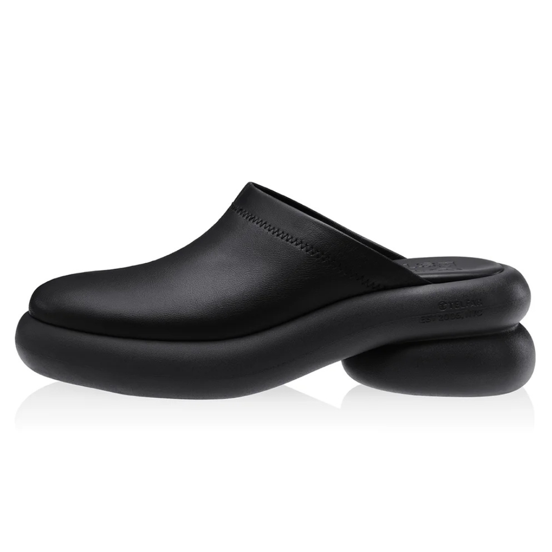 Stretch Leather Modular Mule - Black