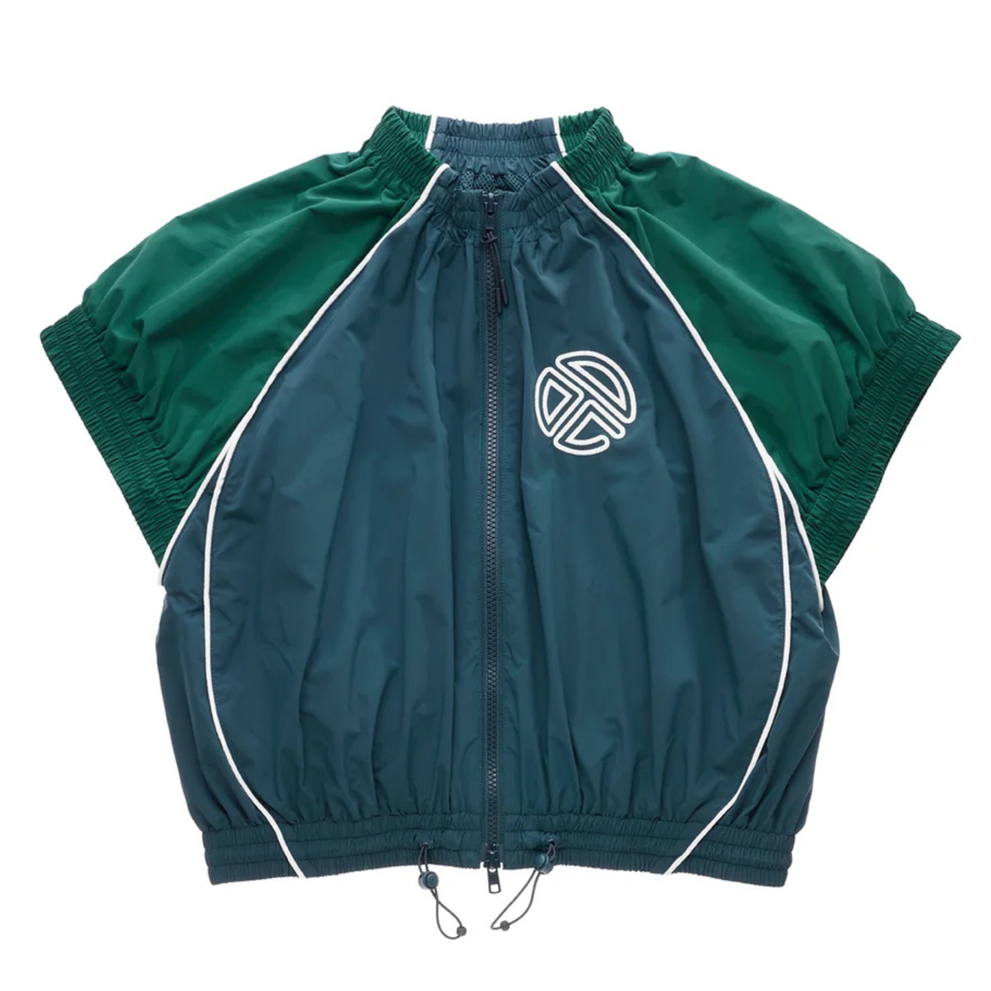 Cropped Upside Down Windbreaker Jacket - Green/Blue