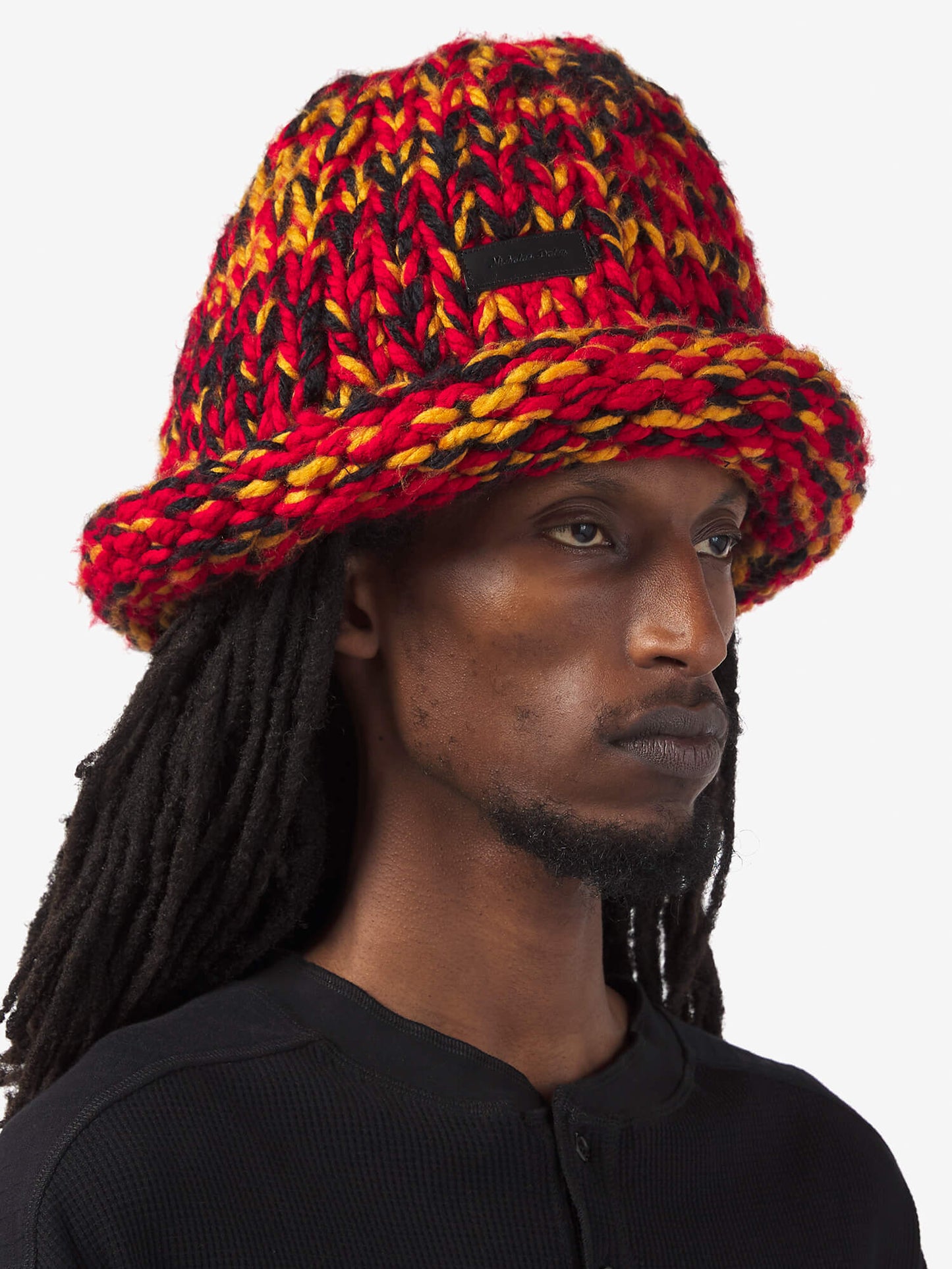 Hand Knitted Rebel Hat - Red/Black/Gold