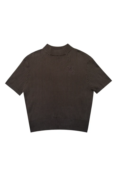 Mock Neck Tee - Tobacco