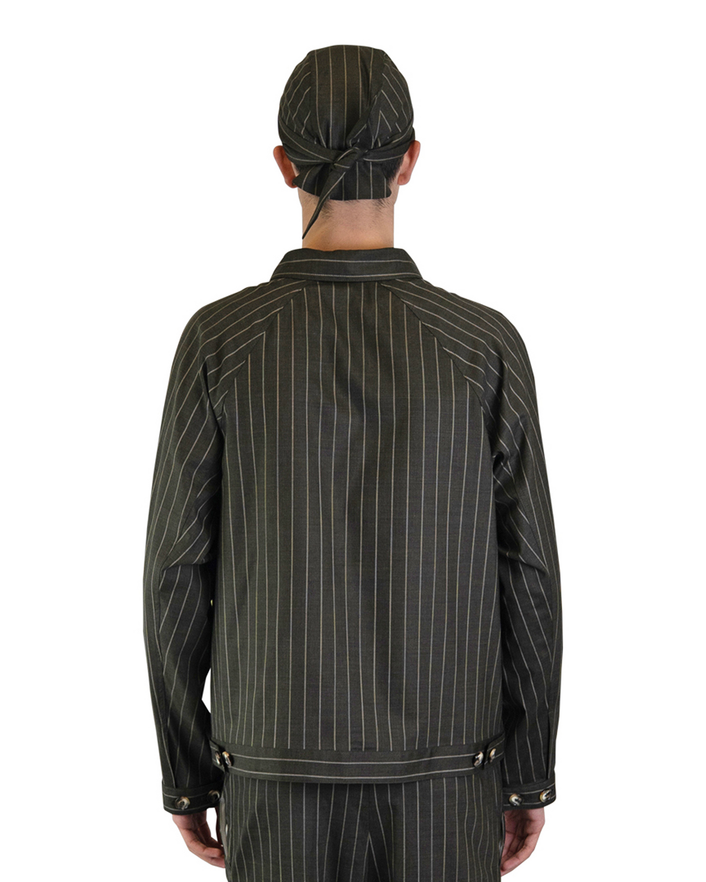 Pinstripe Wool Jacket - Military Green