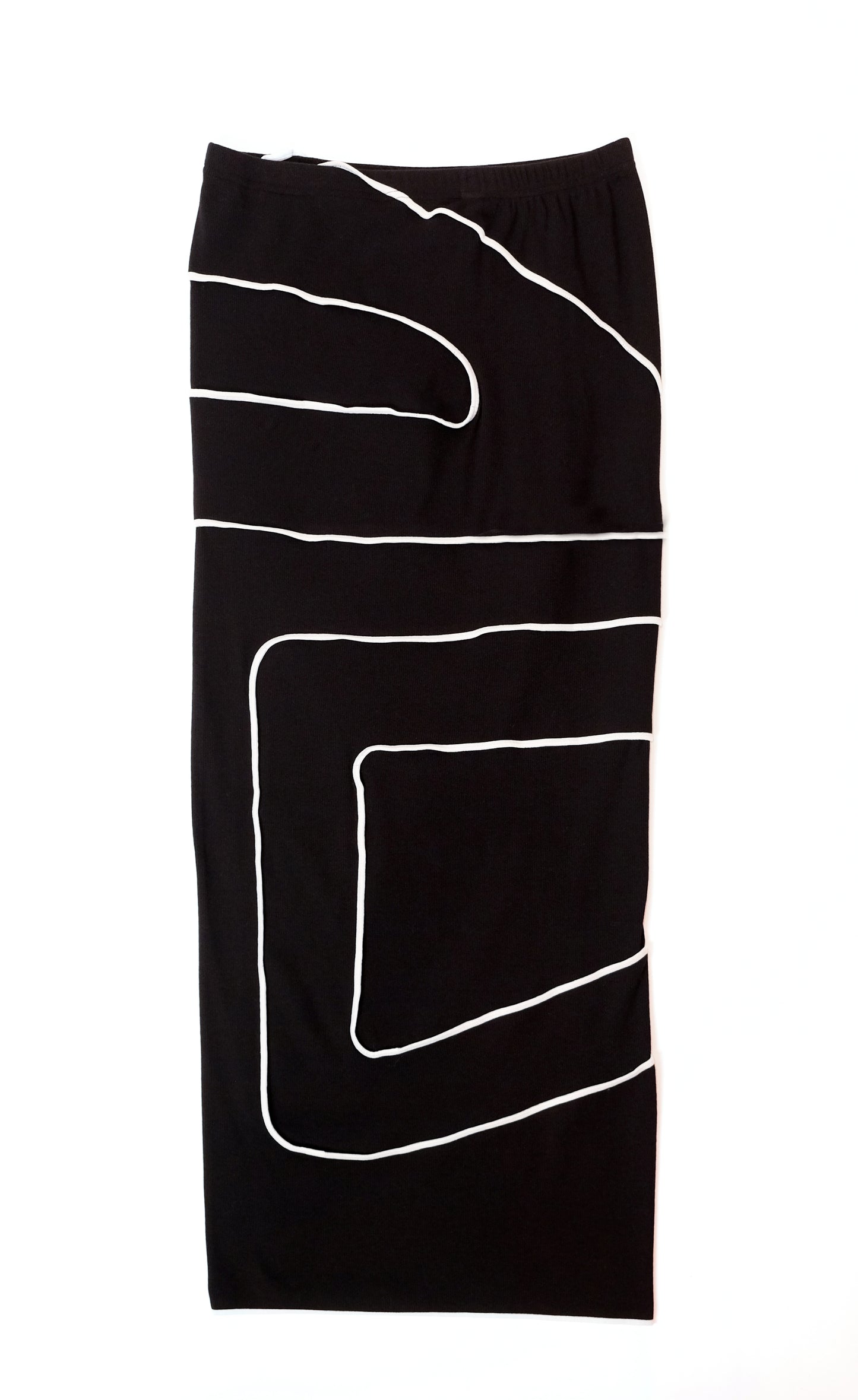 Pieced Rib Maxi Skirt - Black