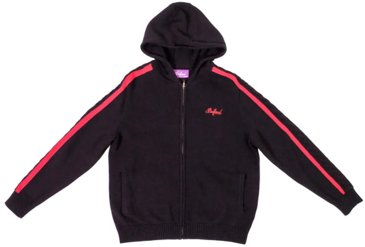 Script Logo Cable Knit Zip Sweater
