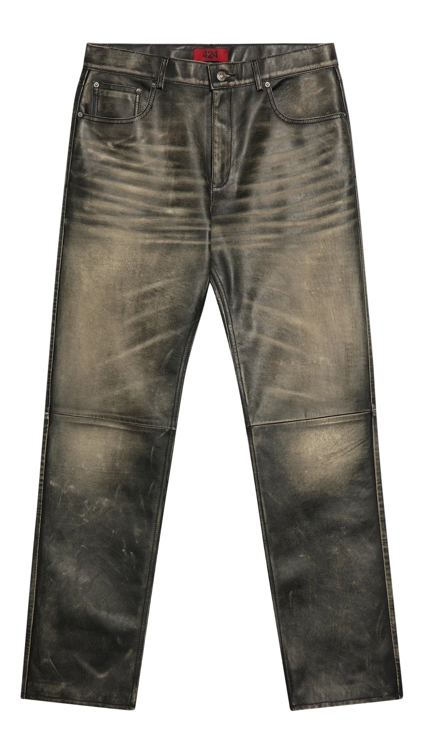 Leather Five-Pocket Rub Off Pant