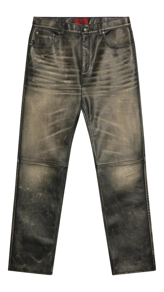 Leather Five-Pocket Rub Off Pant