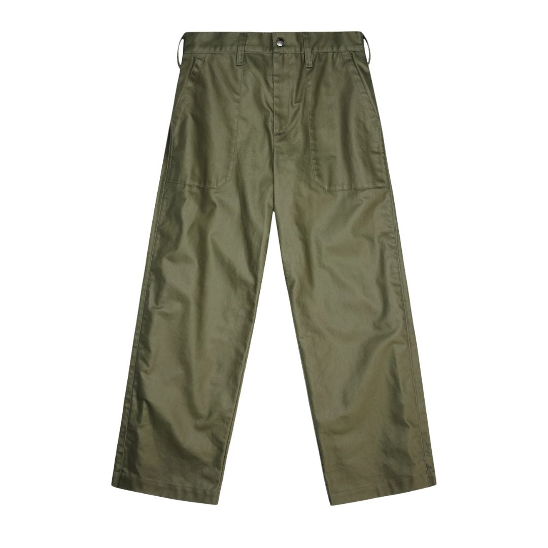 Heavy Woven Pants Straight - Moss