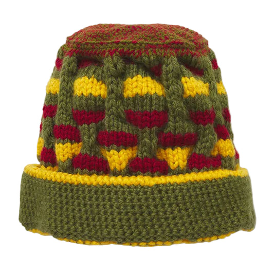 Hand Knitted Roots Hat - Olive