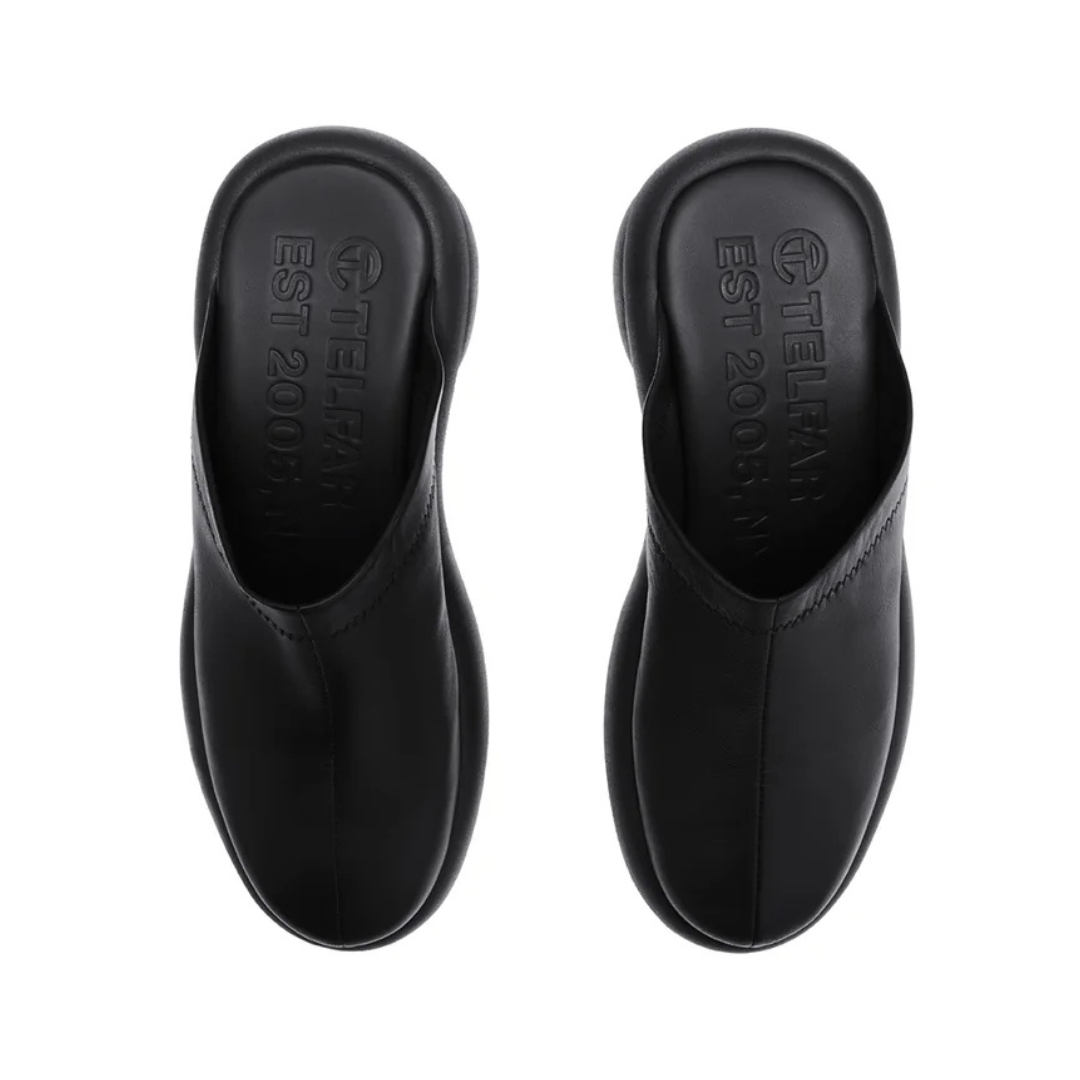 Stretch Leather Modular Mule - Black