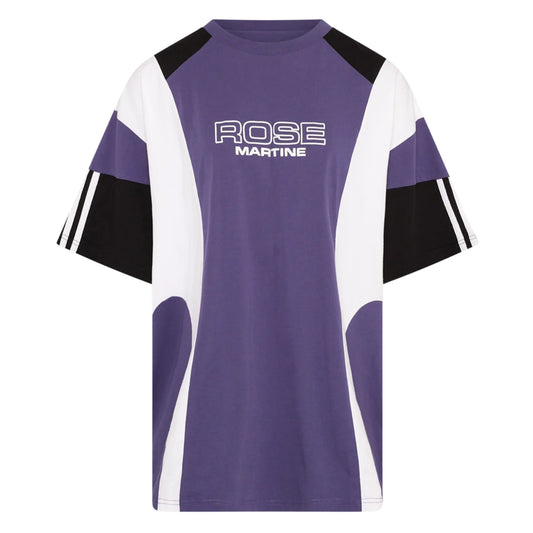 Oversized Panelled T-Shirt - Purple/Indigo