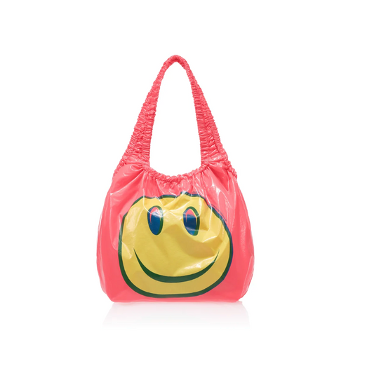 Medium Smiley Face Plastic Bag - Pink Haze