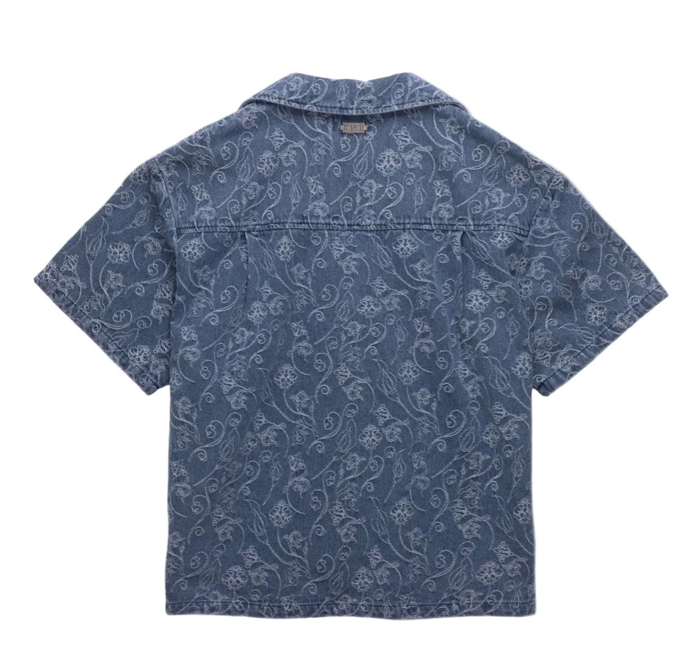Jacquard Short Sleeve Camp Shirt - Light Indigo