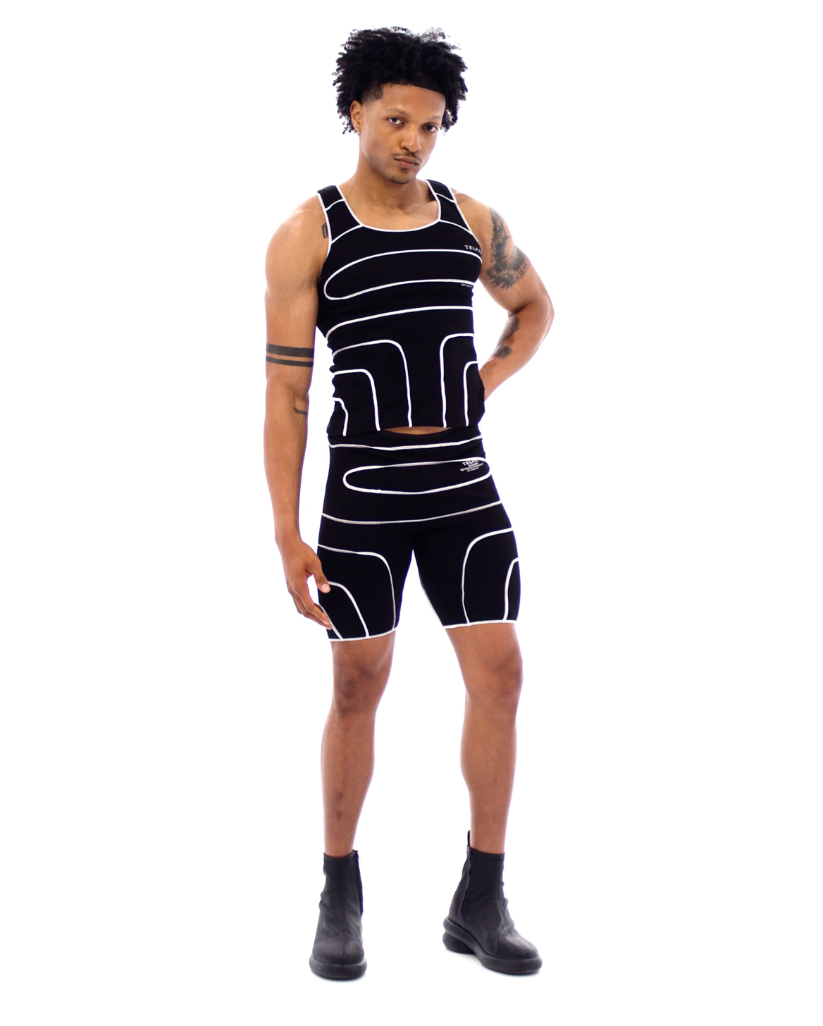 Pieced Rib Short - Black