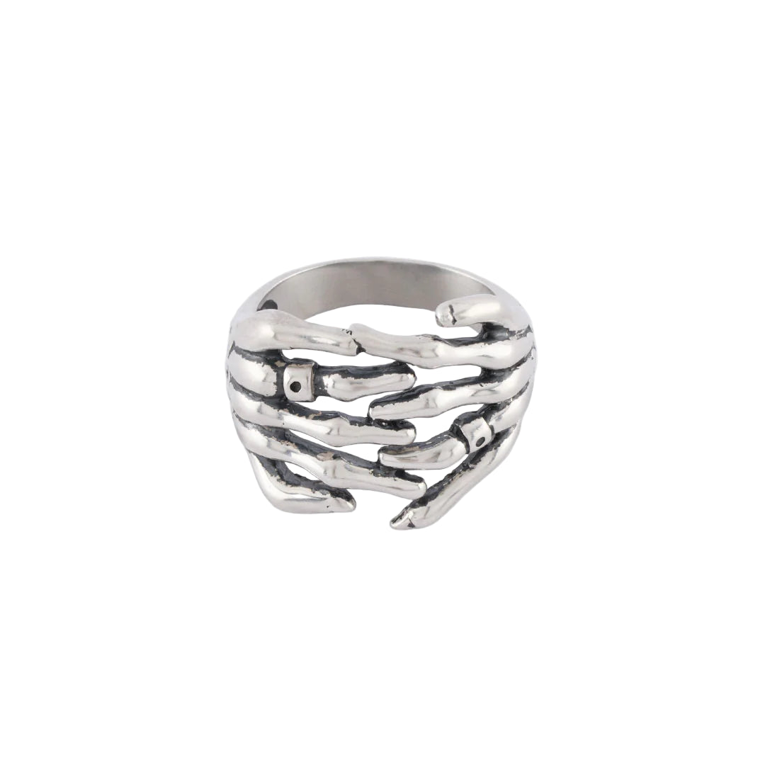 Silver Skeleton Hands Ring