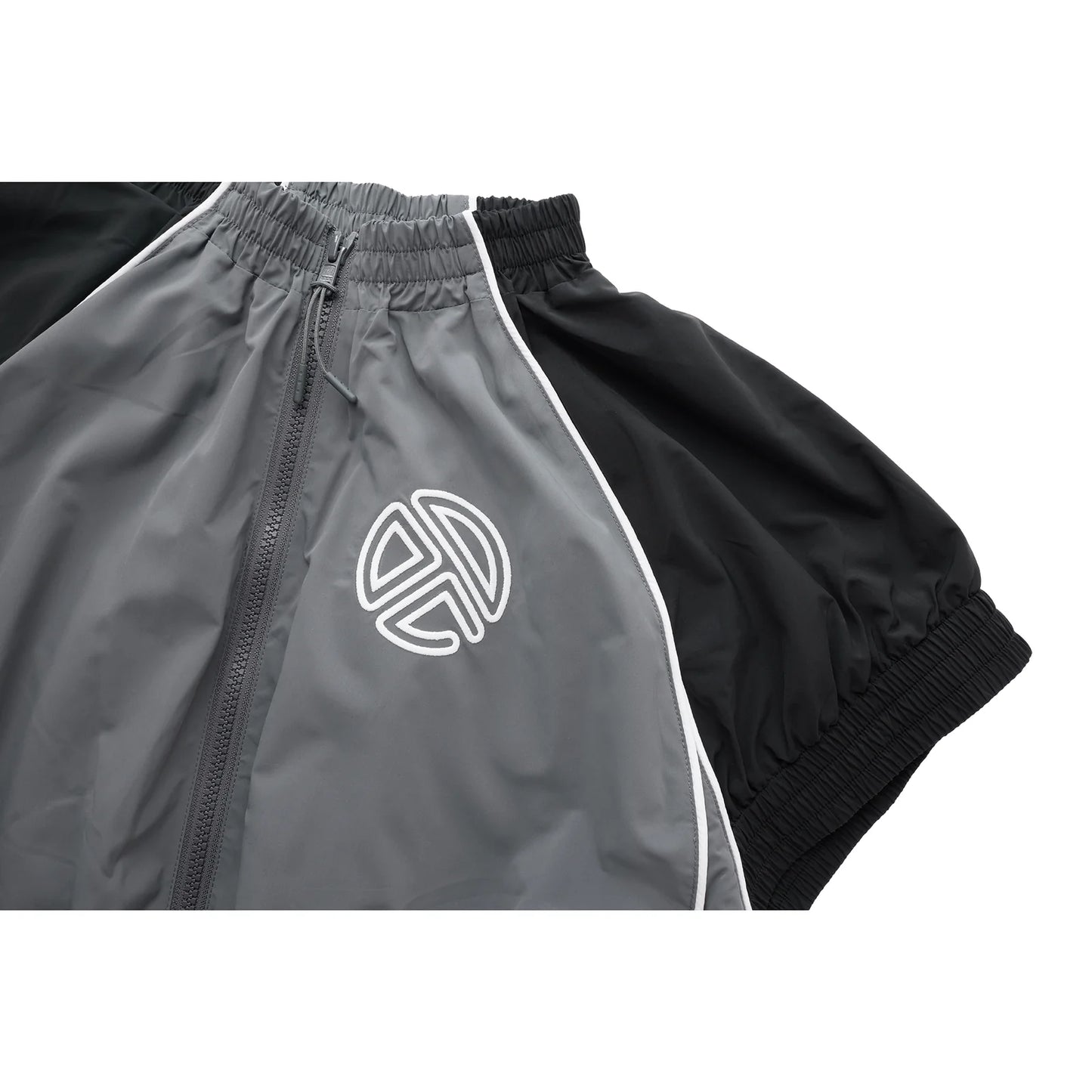 Cropped Upside Down Windbreaker Jacket - Black/Grey