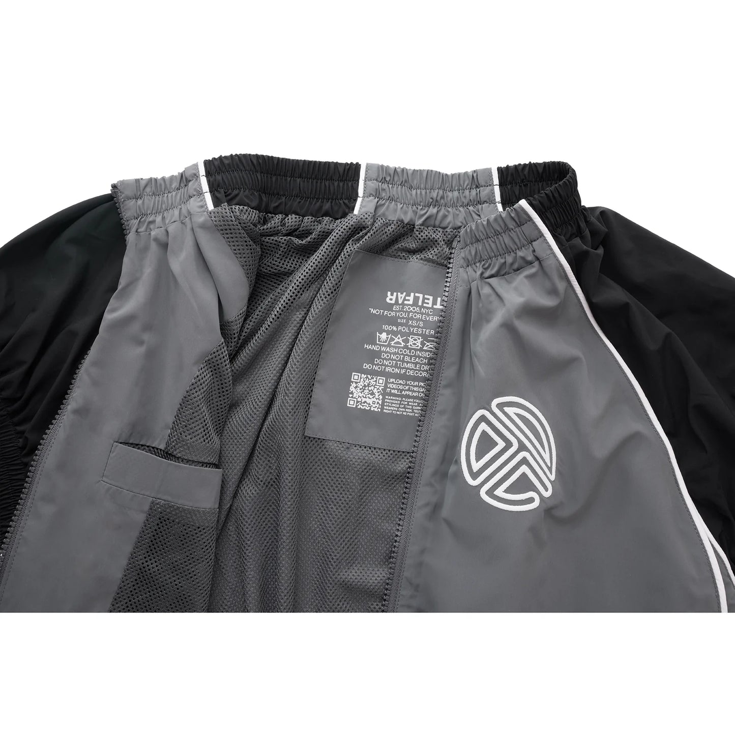 Cropped Upside Down Windbreaker Jacket - Black/Grey