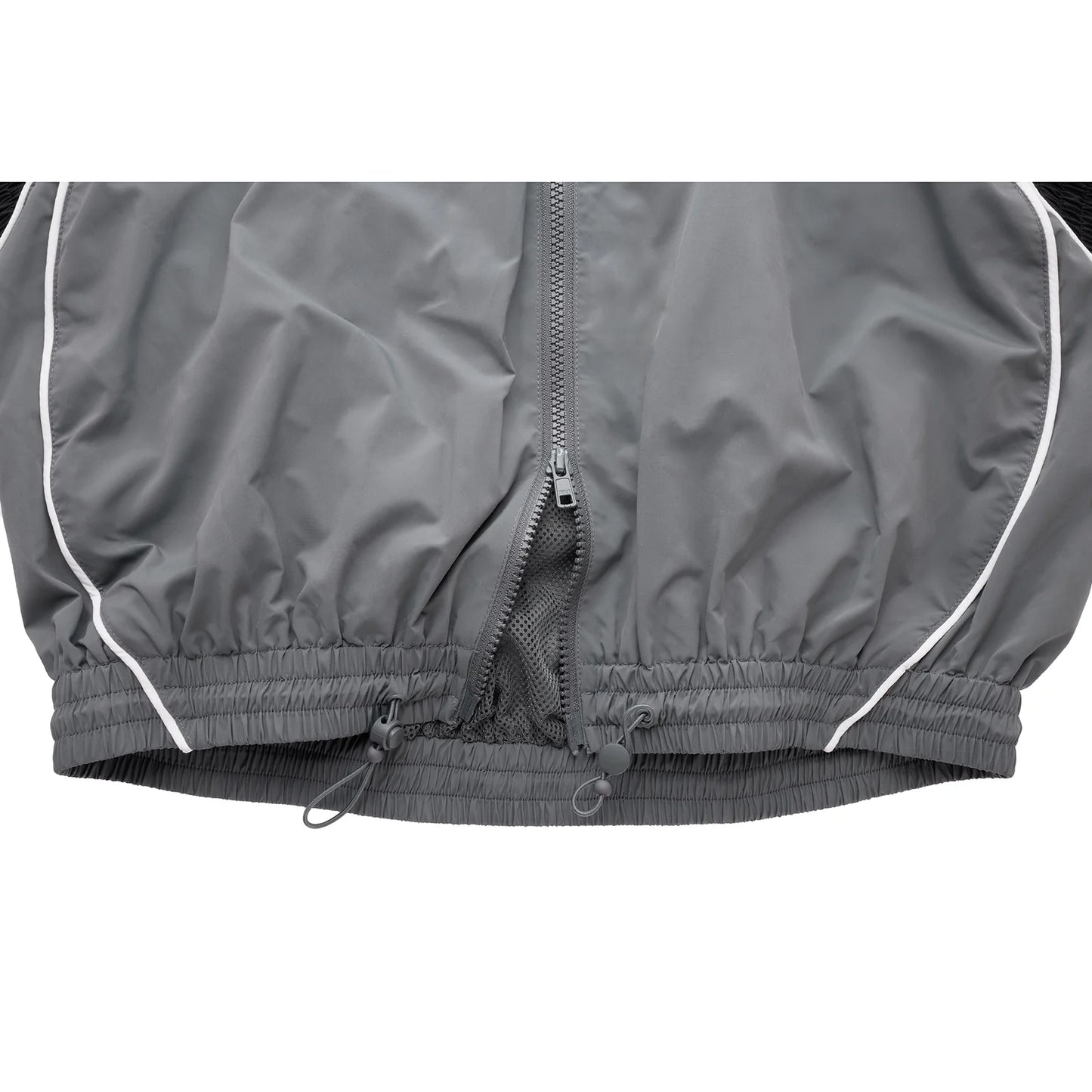 Cropped Upside Down Windbreaker Jacket - Black/Grey