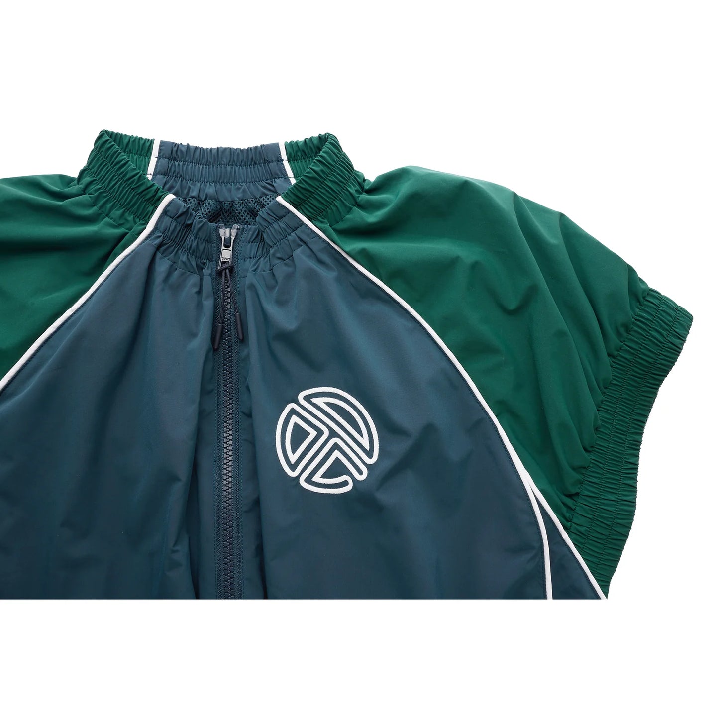 Cropped Upside Down Windbreaker Jacket - Green/Blue