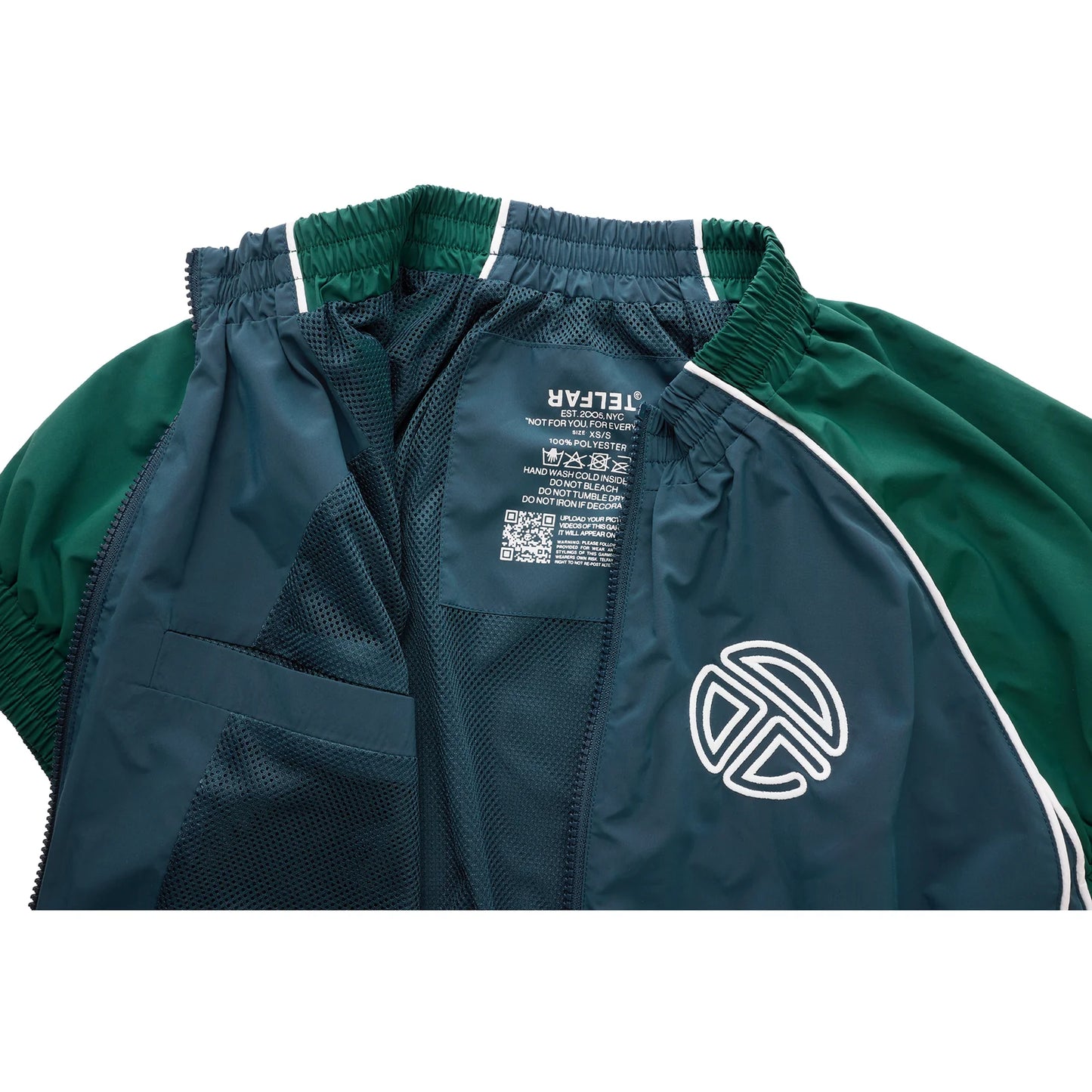 Cropped Upside Down Windbreaker Jacket - Green/Blue