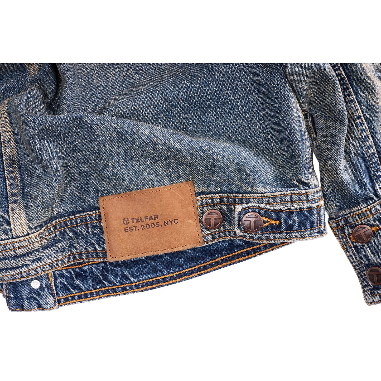 Dirty High Collar Jean Jacket - Blue
