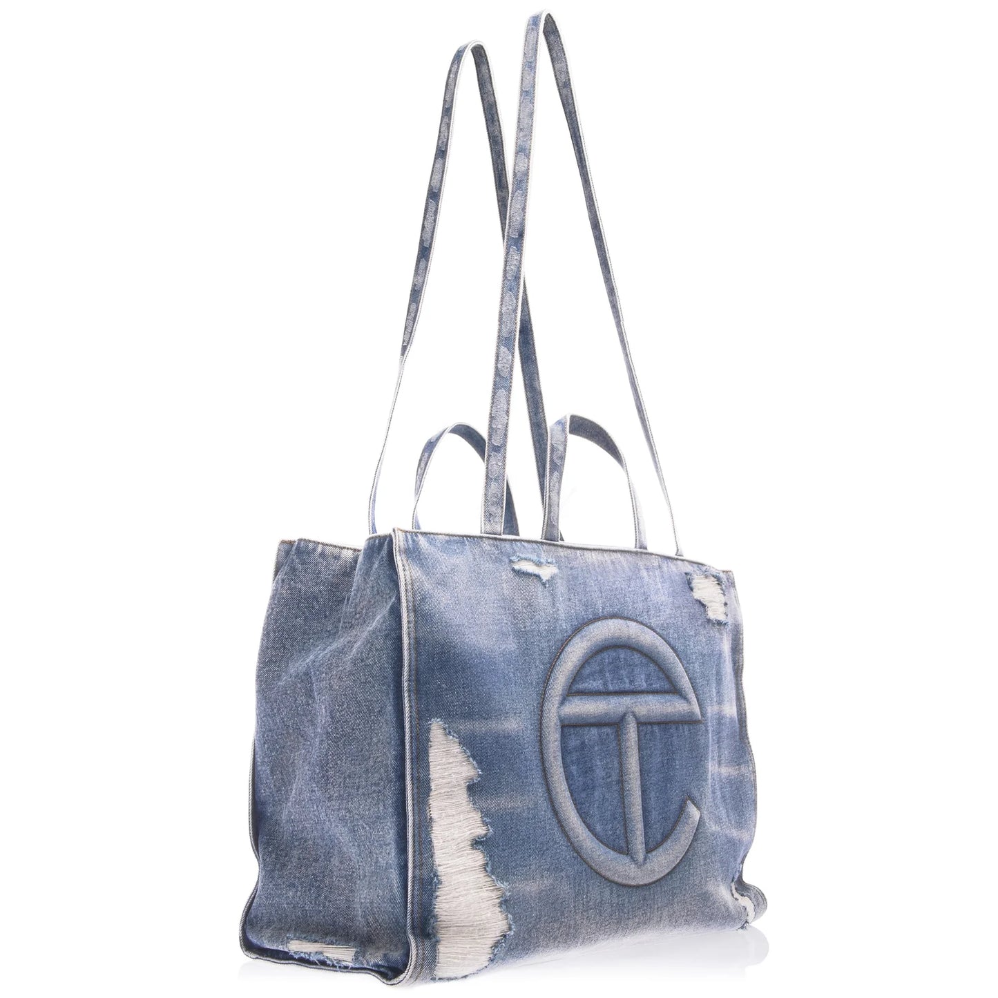 Large Denim Shopper - Distressed Blue