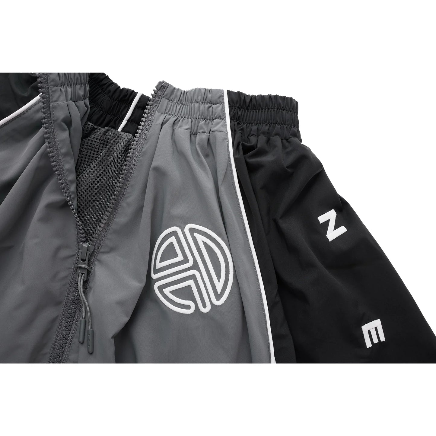 Upside Down Windbreaker Jacket - Black/Grey