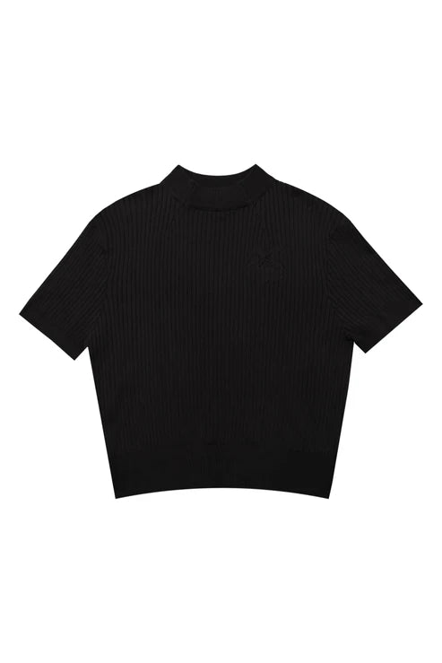 Mock Neck Tee -  Black