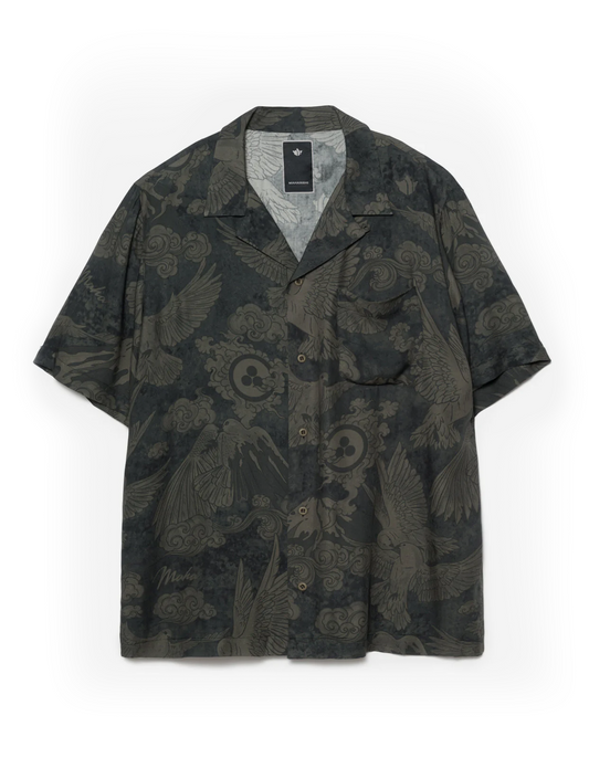 Peace Dove Camp Collar Shirt (Black)